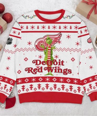Detroit Red Wings NHL Grinch Ugly Christmas Sweater, NHL Christmas Sweater