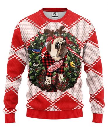 Detroit Red Wings Pub Dog Ugly Christmas Sweater, NHL Christmas Sweater