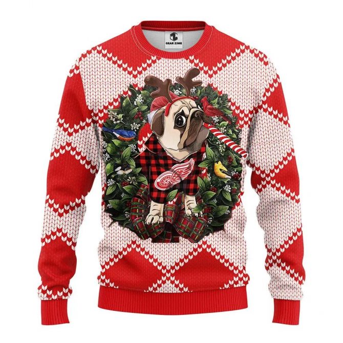Detroit Red Wings Pub Dog Ugly Christmas Sweater, NHL Christmas Sweater