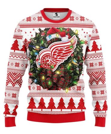 Detroit Red Wings Santa Hat Ugly Christmas Sweater, NHL Christmas Sweater