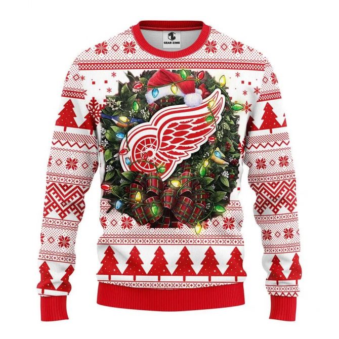 Detroit Red Wings Santa Hat Ugly Christmas Sweater, NHL Christmas Sweater