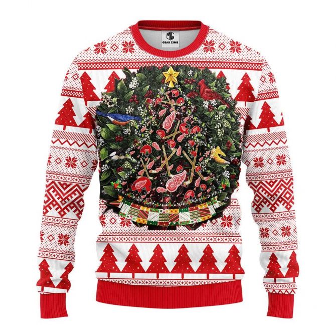 Detroit Red Wings Tree Ball Ugly Christmas Sweater, NHL Christmas Sweater