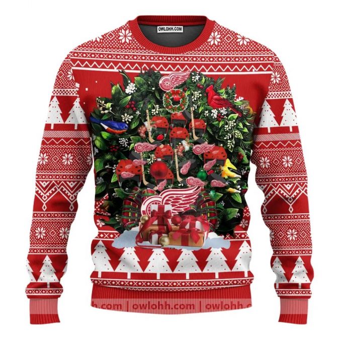 Detroit Red Wings Tree Christmas Ugly Sweater, NHL Christmas Sweater