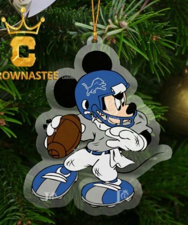 Detroit Lions Disney Mickey Mouse NFL Acrylic Decoration Christmas Tree Ornament