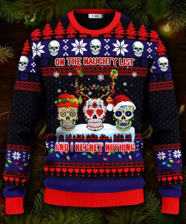 Christmas On The Naughty List Skull Ugly Christmas Sweater