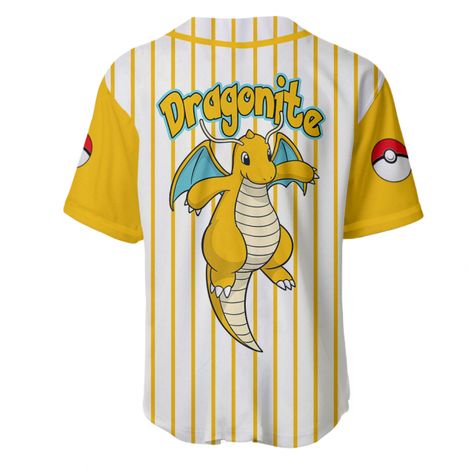 Dragonite Baseball Jersey - Stylish Pokémon Fan Apparel With Pokéball Design - Image 3