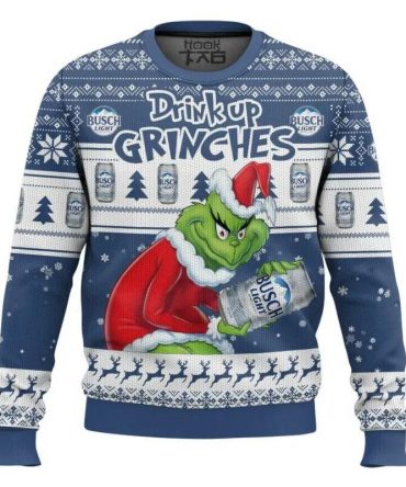 Drink Up Grinch Stolen Busch Light Ugly Sweater, Grinch Holiday Sweater