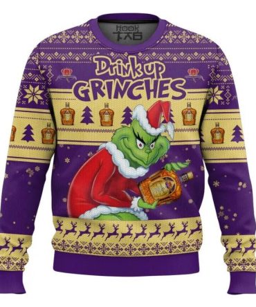 Drink Up Grinches Stolen Crown Royal Ugly Sweater, Grinch Holiday Sweater