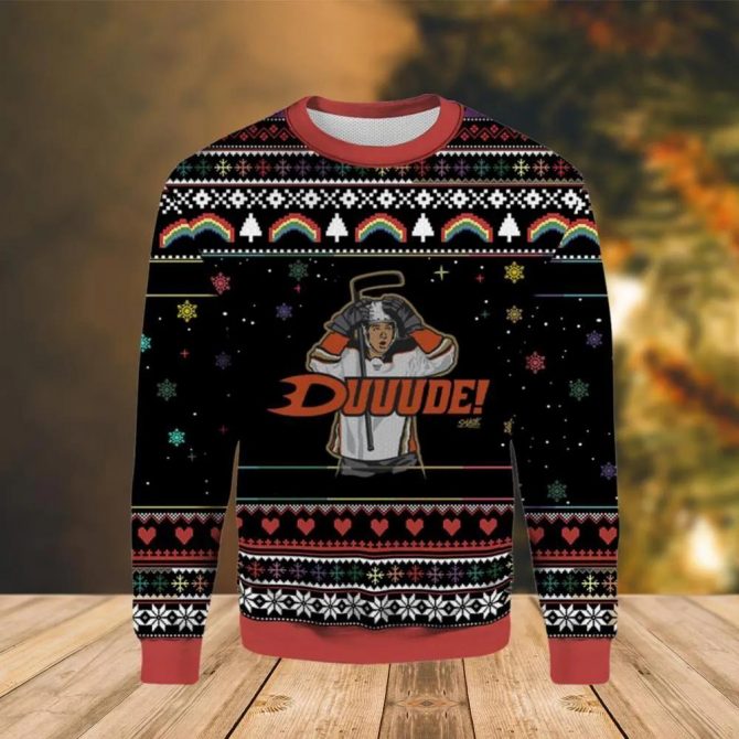 Duuude Anaheim Ducks Ugly Christmas Sweater, NHL Christmas Sweater