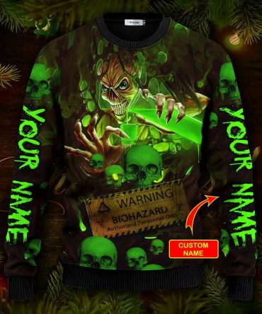 Bad Things Happen Custom Name Skull Ugly Christmas Sweater