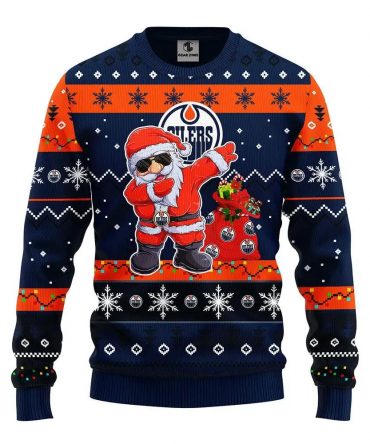 Edmonton Oilers Dabbing Santa Claus Ugly Christmas Sweater, NHL Christmas Sweater