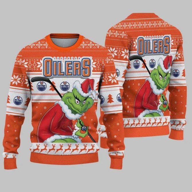 Edmonton Oilers Grinch Stolen Ugly Christmas Sweater, NHL Christmas Sweater