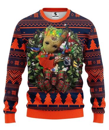 Edmonton Oilers Groot Hug Ugly Christmas Sweater, NHL Christmas Sweater