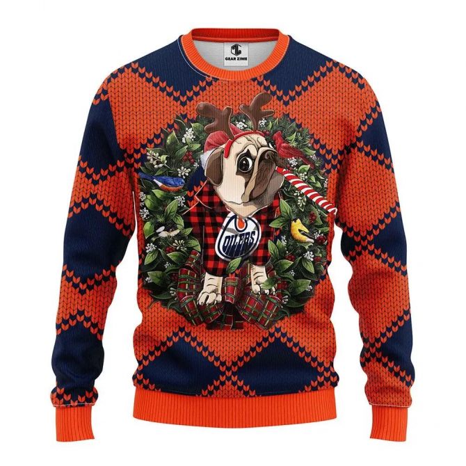 Edmonton Oilers Pub Dog Ugly Christmas Sweater, NHL Christmas Sweater