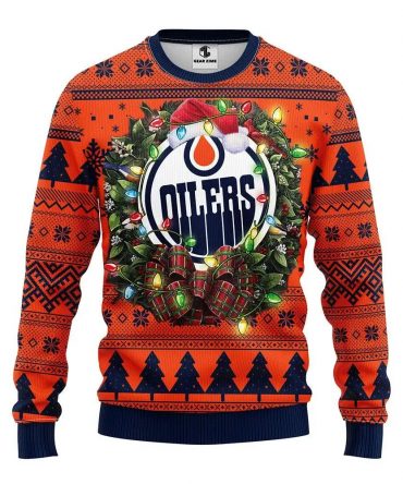 Edmonton Oilers Santa Hat Ugly Christmas Sweater, NHL Christmas Sweater