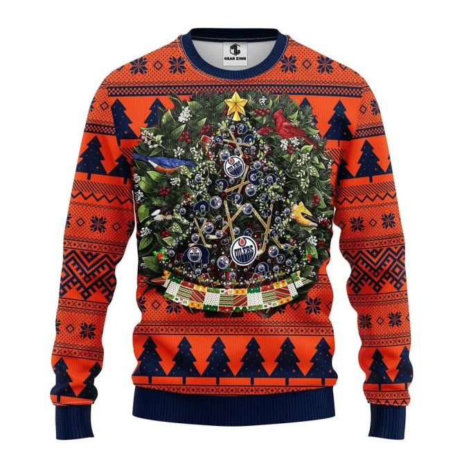 Edmonton Oilers Tree Ball Ugly Christmas Sweater, NHL Christmas Sweater