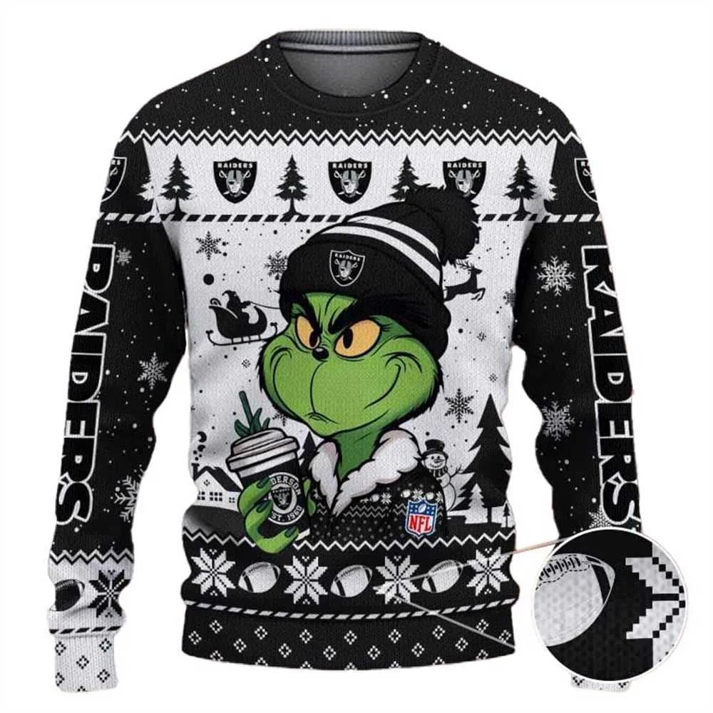Las Vegas Raiders The Grinch Drink Coffee Ugly Christmas Sweater, NFL Christmas Sweater