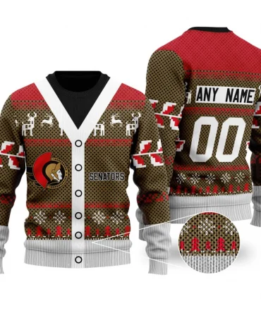NHL Ottawa Senators | Personalized Name &amp; Number Unisex Sweater For Christmas Season
