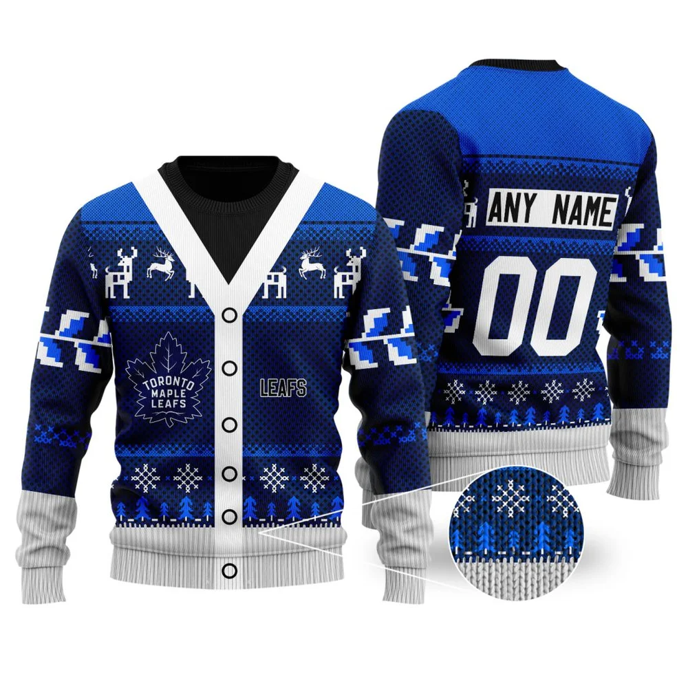 NHL Toronto Maple Leafs | Personalized Name & Number Unisex Sweater For Christmas Season