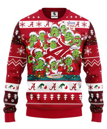 Alabama Crimson Tide 12 Grinch Xmas Day Ugly Christmas Sweater, Grinch Christmas Sweater, NFL Ugly Sweater