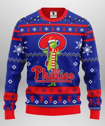 Philadelphia Phillies Funny Grinch Ugly Christmas Sweater