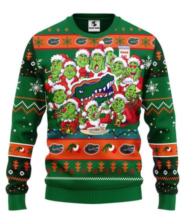 Florida Gators 12 Grinch Xmas Day Ugly Christmas Sweater, Grinch Xmas Sweater