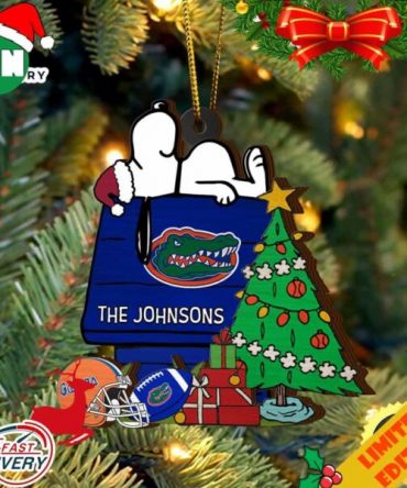 Florida Gators Snoopy Christmas NCAA Ornament Custom Name