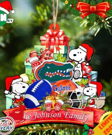 Florida Gators Snoopy Christmas NCAA Ornament Personalized Your Family Name