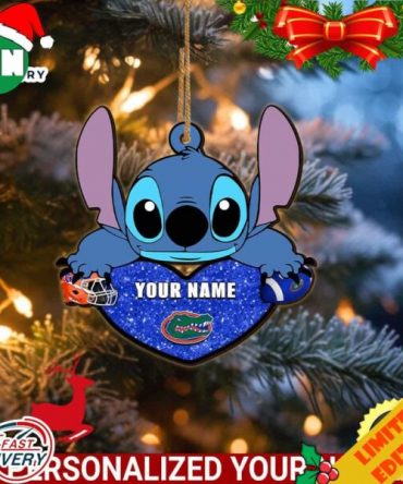 Florida Gators Stitch Custom Name Ornament NCAA And Stitch With Heart Ornament