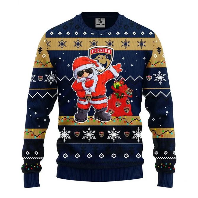 Florida Panthers Dabbing Santa Claus Ugly Christmas Sweater, NHL Christmas Sweater