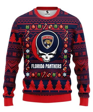 Florida Panthers Grateful Dead Ugly Christmas Sweater, NHL Christmas Sweater