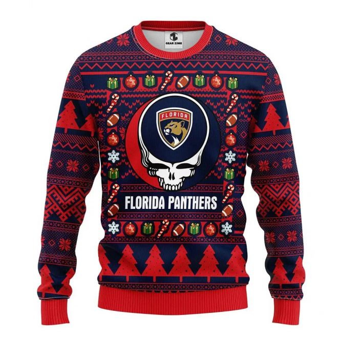 Florida Panthers Grateful Dead Ugly Christmas Sweater, NHL Christmas Sweater