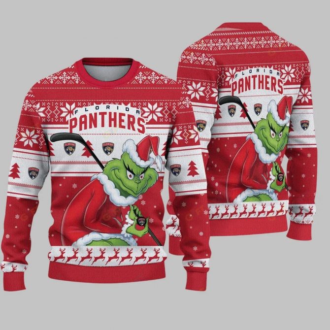 Florida Panthers Grinch Stolen Ugly Christmas Sweater, NHL Christmas Sweater