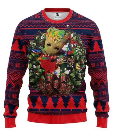 Florida Panthers Groot Hug Ugly Christmas Sweater, NHL Christmas Sweater