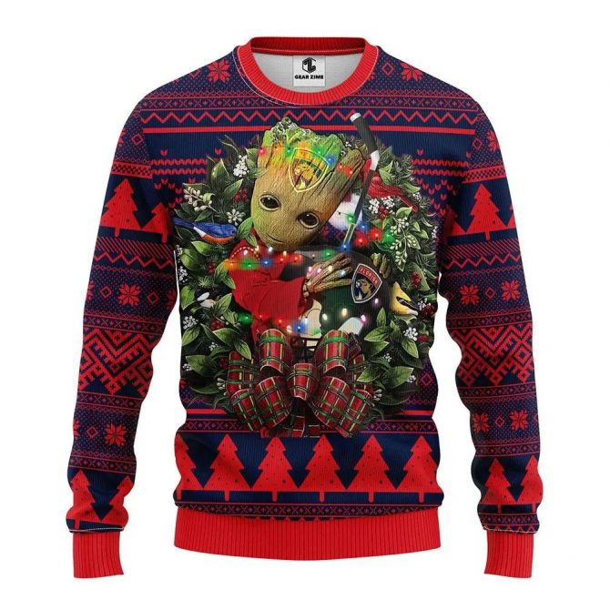 Florida Panthers Groot Hug Ugly Christmas Sweater, NHL Christmas Sweater