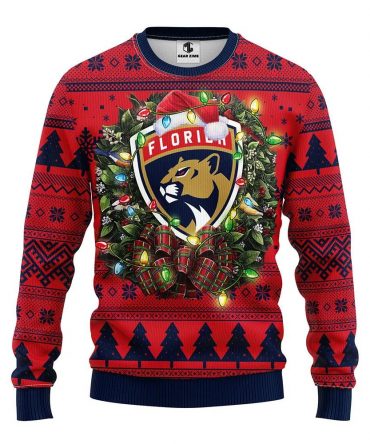 Florida Panthers Santa Hat Ugly Christmas Sweater, NHL Christmas Sweater