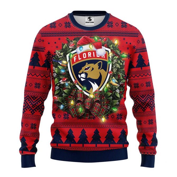Florida Panthers Santa Hat Ugly Christmas Sweater, NHL Christmas Sweater