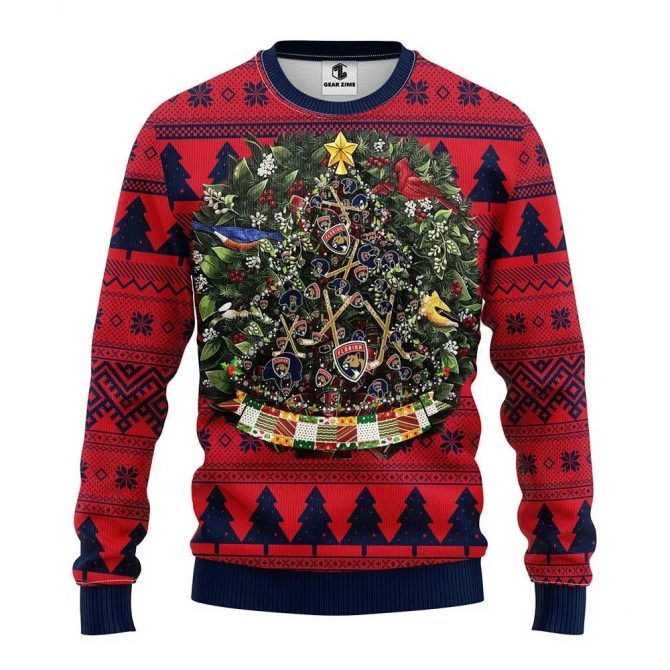 Florida Panthers Tree Ball Ugly Christmas Sweater, NHL Christmas Sweater