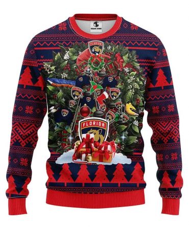 Florida Panthers Tree Christmas Ugly Sweater, NHL Christmas Sweater