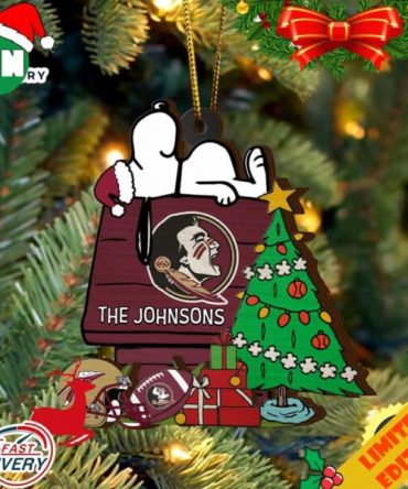 Florida State Seminoles Snoopy Christmas NCAA Ornament Custom Name