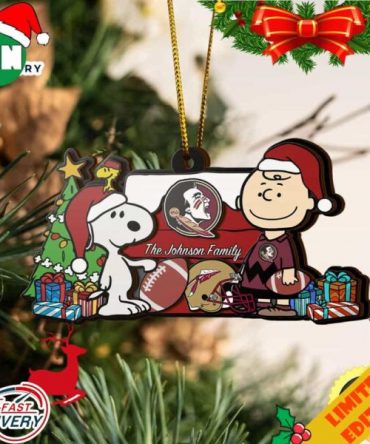 Florida State Seminoles Snoopy Christmas NCAA Ornament Custom Your Family Name