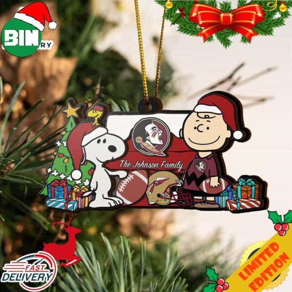 Florida State Seminoles Snoopy Christmas NCAA Ornament Custom Your Family Name