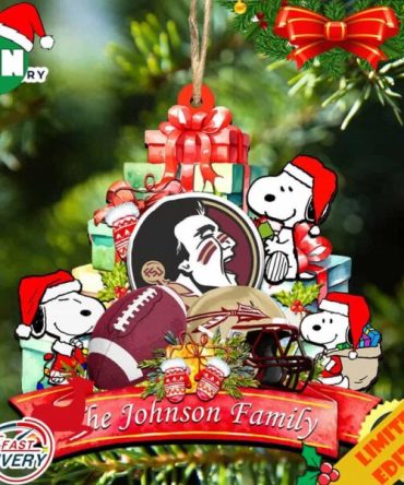 Florida State Seminoles Snoopy Christmas NCAA Ornament Personalized Your Family Name