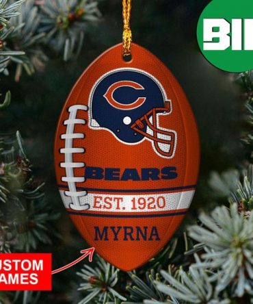 Football And Helmet x NFL Chicago Bears Xmas Gift For Fans Christmas Tree Decorations Ornament