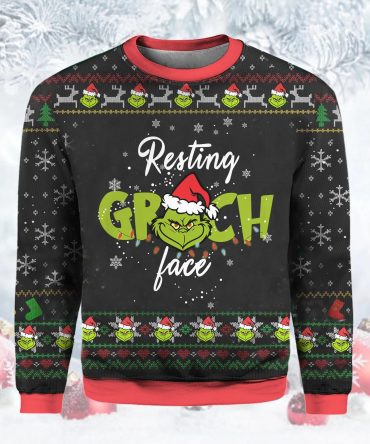 Resting Grinch Face Funny Christmas Ugly Sweater