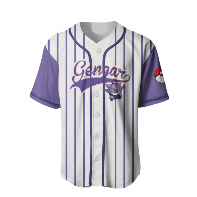 Catch 'Em All: Gengar Striped Baseball Jersey – Perfect For Pokémon Fans! - Image 2