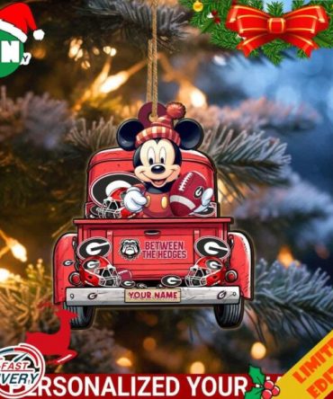 Georgia Bulldogs Mickey Mouse Ornament Personalized Your Name Sport Home Decor