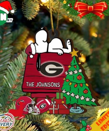 Georgia Bulldogs Snoopy Christmas NCAA Ornament Custom Name