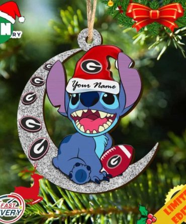 Georgia Bulldogs Stitch Christmas Ornament NCAA And Stitch With Moon Ornament