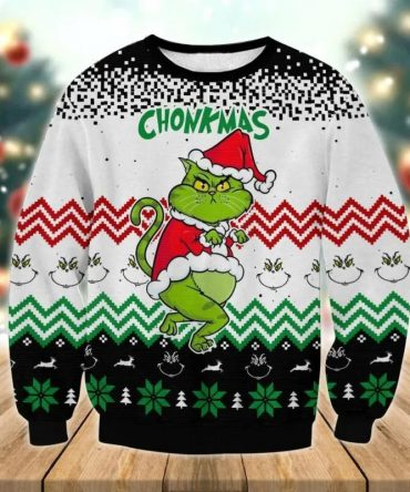 Get Grinch Cat Chonkmas Ugly Sweater, Grinch Holiday Sweater